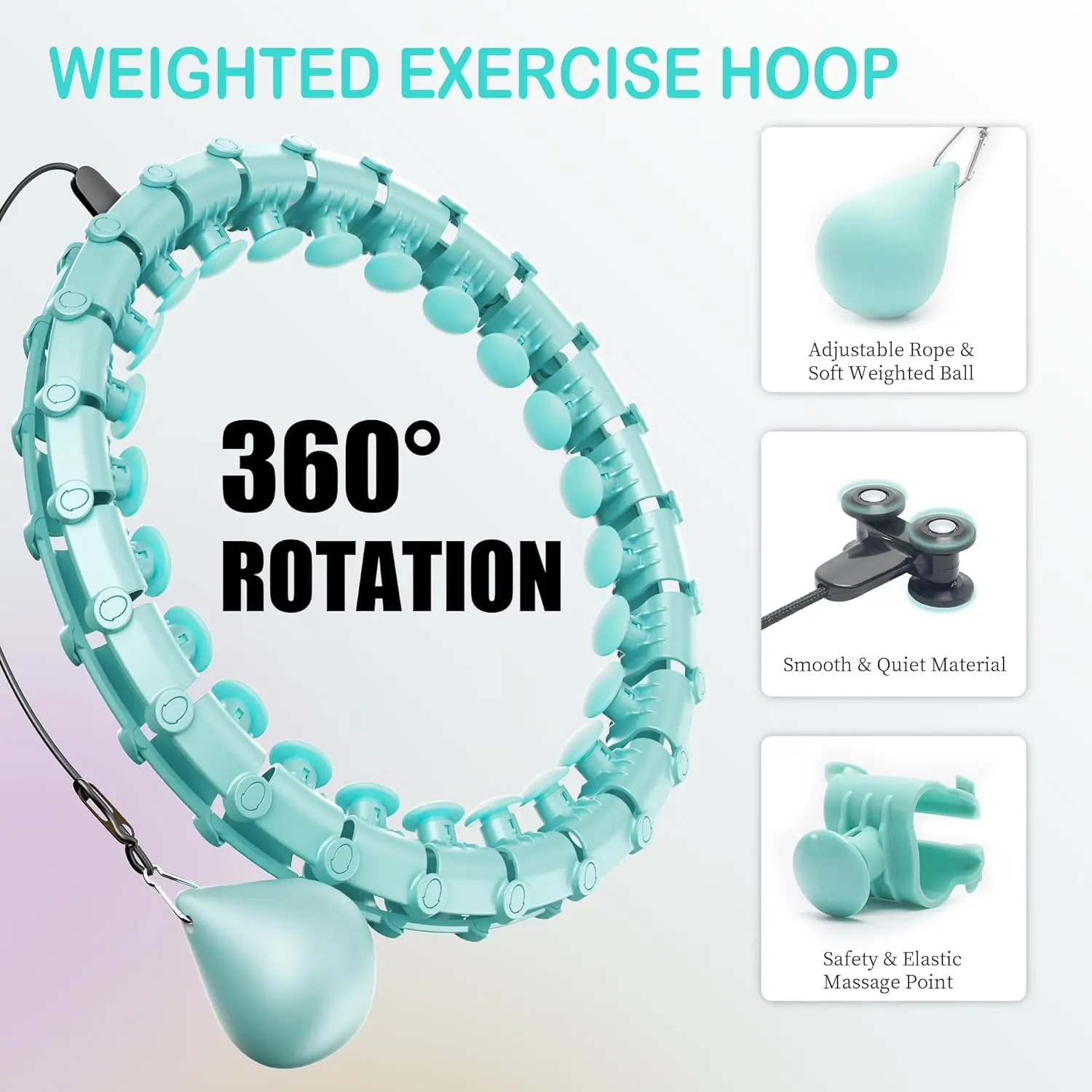 Фото Coolboss Weighted Workout Hula Circle 33 Knots Infinity Hoola Fit Hoop Plus Size для похудения взрослых - Smart Exercise Waist Ri №2