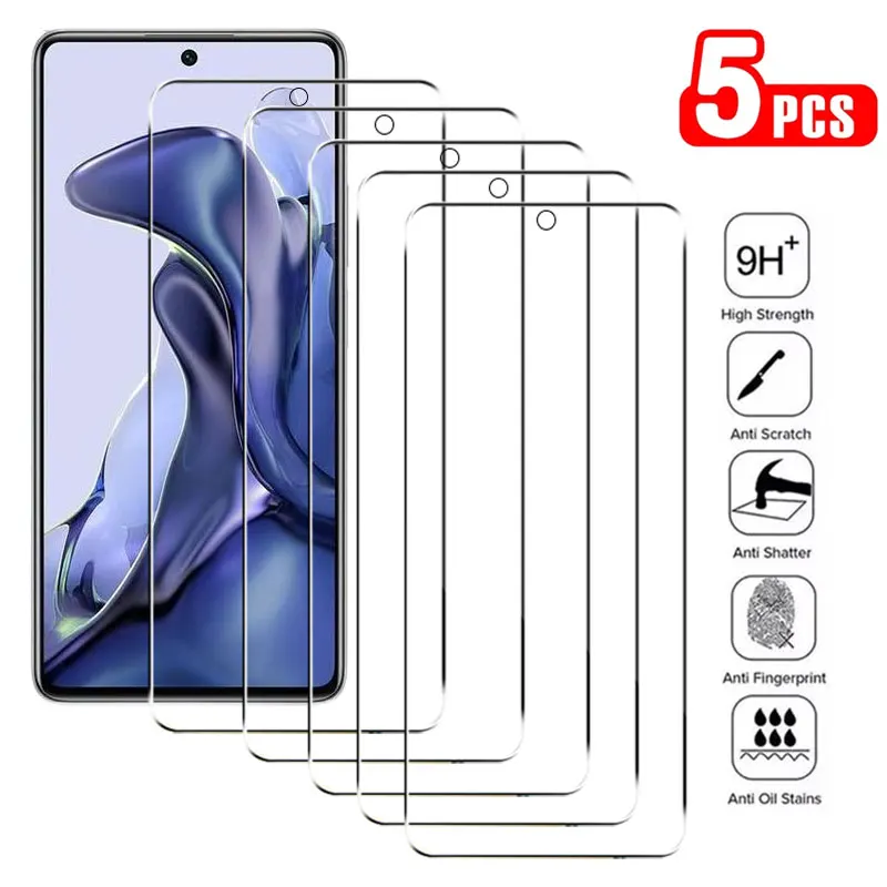 

5Pcs Tempered Glass For Xiaomi Black Shark 4 s 5 Pro Mi 12 11 Lite Ne 8 9T 10T 11T Pro Max 3 Shockproof Clear Screen Protector