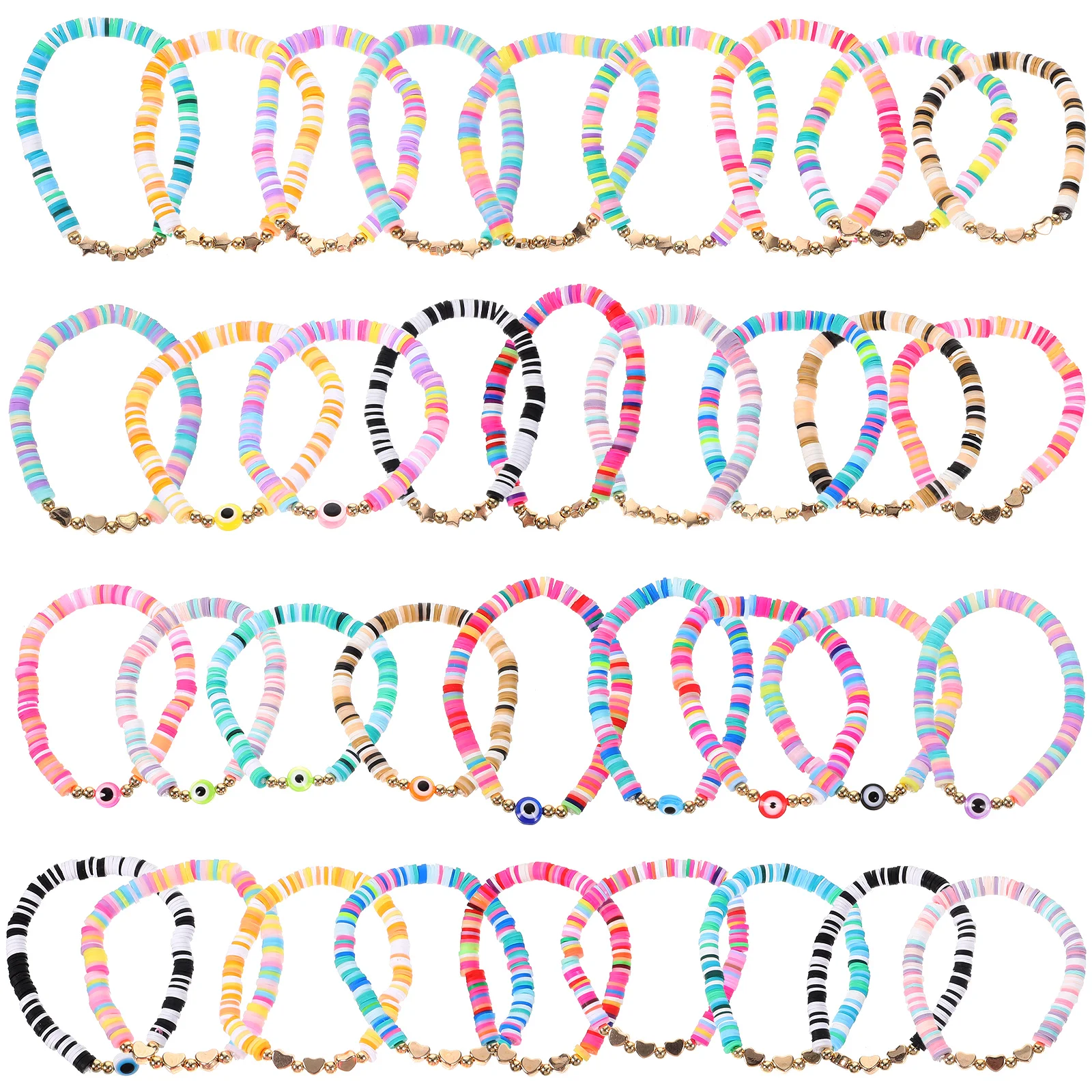 

36 Pcs Summer Beach Bracelet Charm Bead Bohemian Friendship Bracelets Polymer Clay for Girls Miss Beads