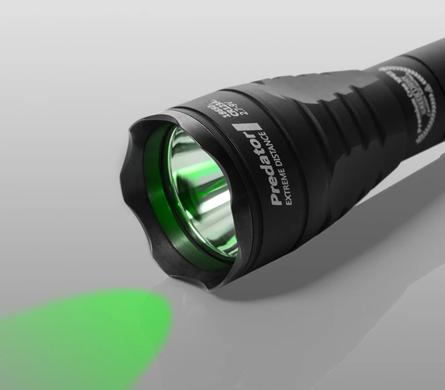 Тактический охотничий фонарь Armytek F01602BG Predator зелёный свет (дальность до 297м,  IP68)