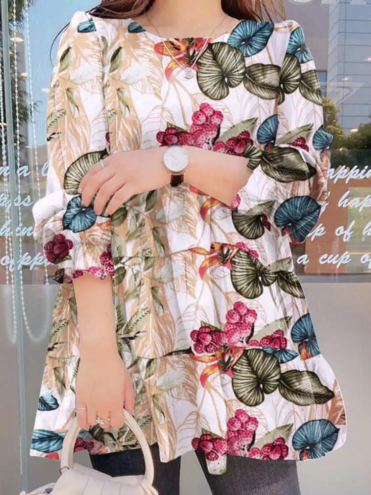 

Женская блузка с оборками, большие размеры, весна-лето, модная повседневная рубашка ZANZEA с пышными рукавами, элегантные праздничные топы с пр...