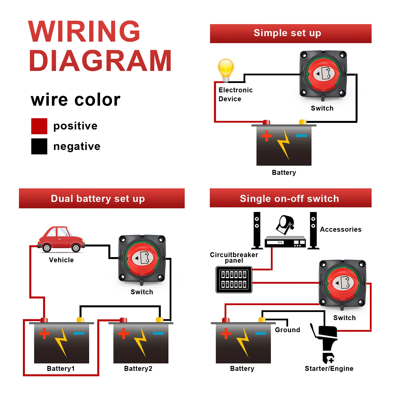 2 и 3-позиционный выключатель питания 12 В 24 200 А 300 переключатель отключения