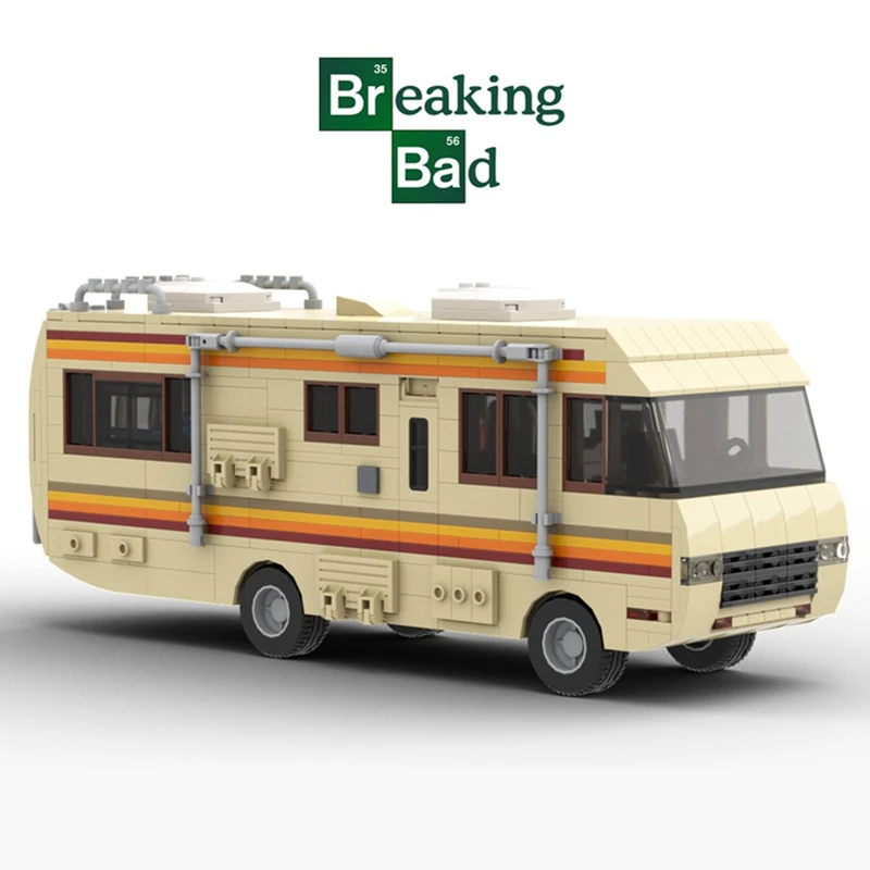 

New Technical American Drama Breaking Bad Los Pollos Walter White Pinkman Cooking Lab RV City Skyline Building Block Brick Toy