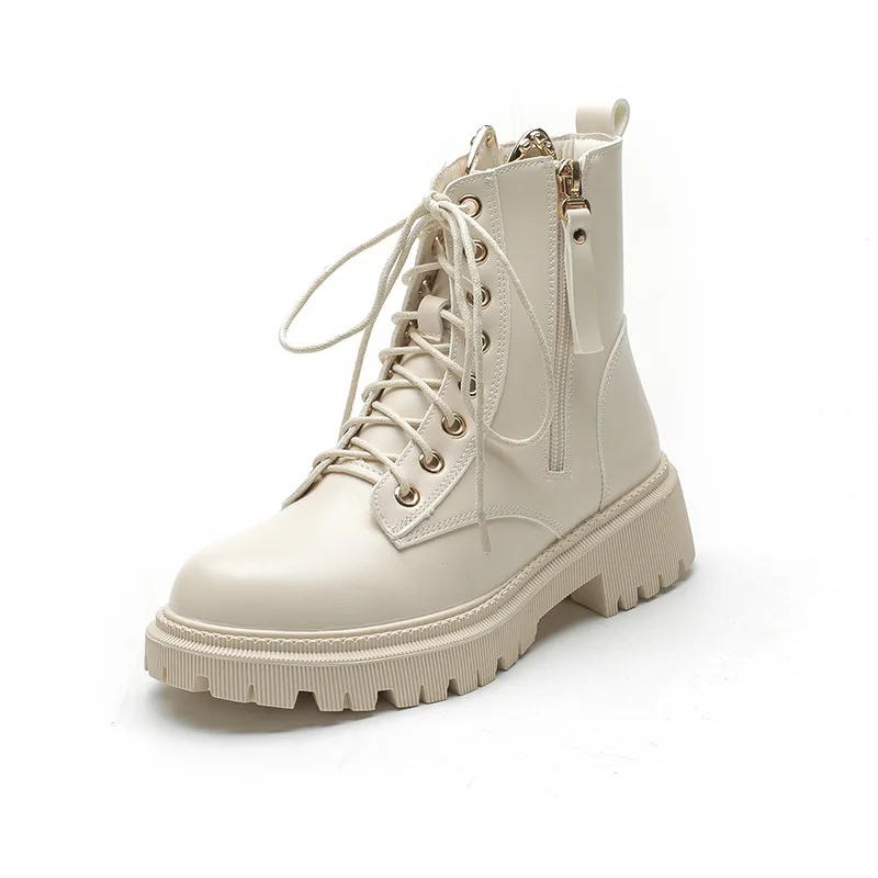 Women British Short Women Autumn and Winter New Style Side Zipper Thick-soled Thick-heeled Single Boots All-match