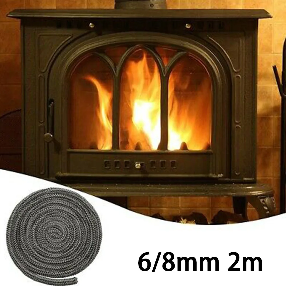 

Black Stove/Fire Rope Fiberglass Rope Seal 6/8mm 2m Length Wood Burning Stove Log Burner Door Seal For Fireplaces Boiler