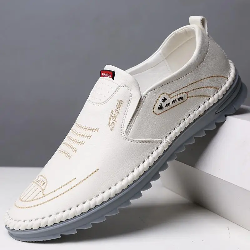 

Мужские повседневные туфли, Новинка лета 2023, износостойкие и дышащие туфли ручной работы с мягким верхом, подошва из бычьей сухожилия, обувь для вождения