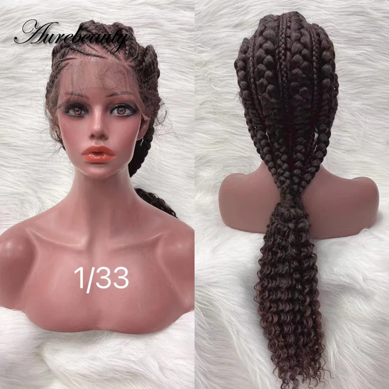 613 Blonde Burgundy Frontal Braids Ponytail Wig Crochet Braiding Afro Kinky Curly Synthetic Hair Braided 13x4 Lace Front Wigs