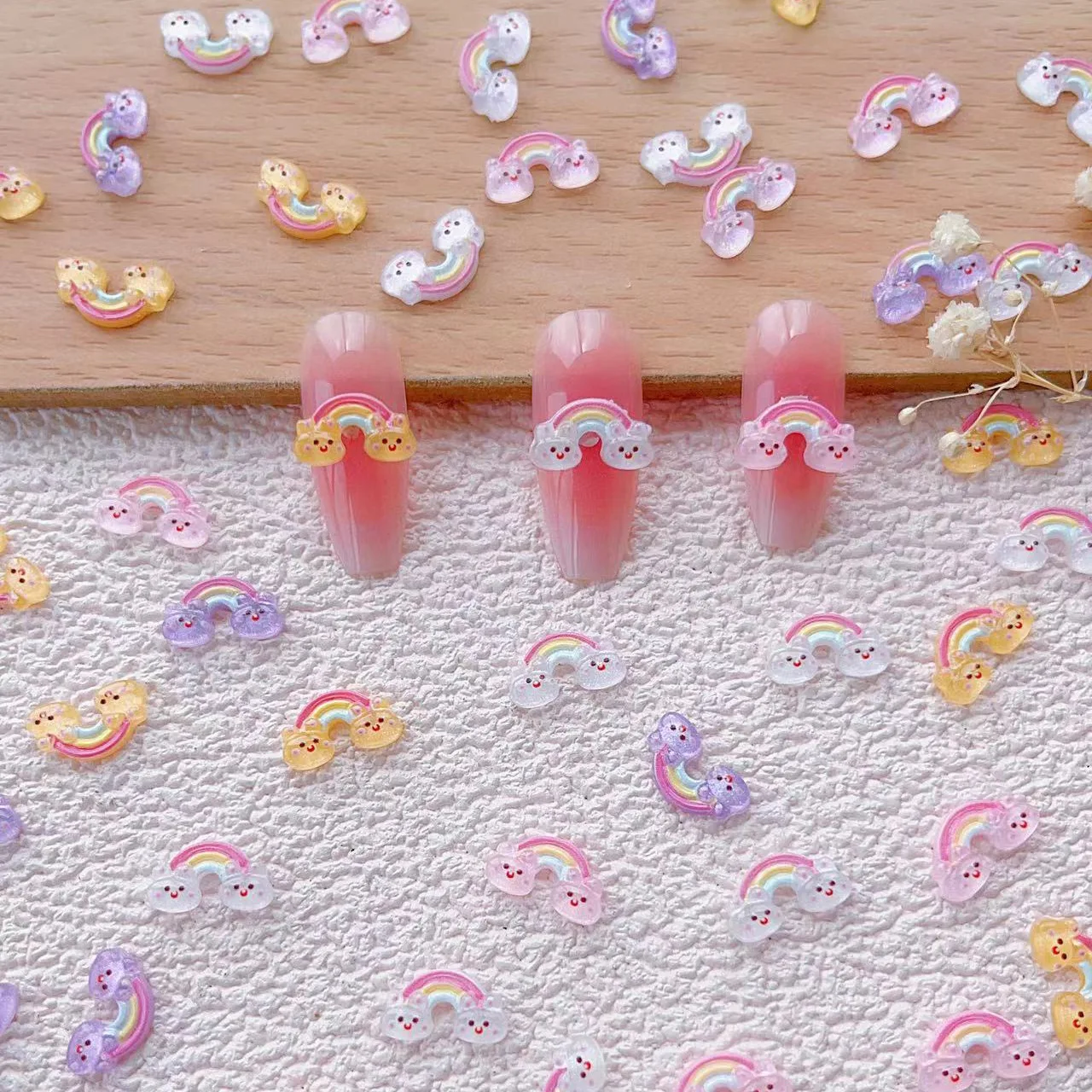

20pcs 3D Kawaii Pink Swans Rainbow Nail Art Charms Cute Rhinestone Crystal Transparent Nails Decorations DIY Ornaments for Girls