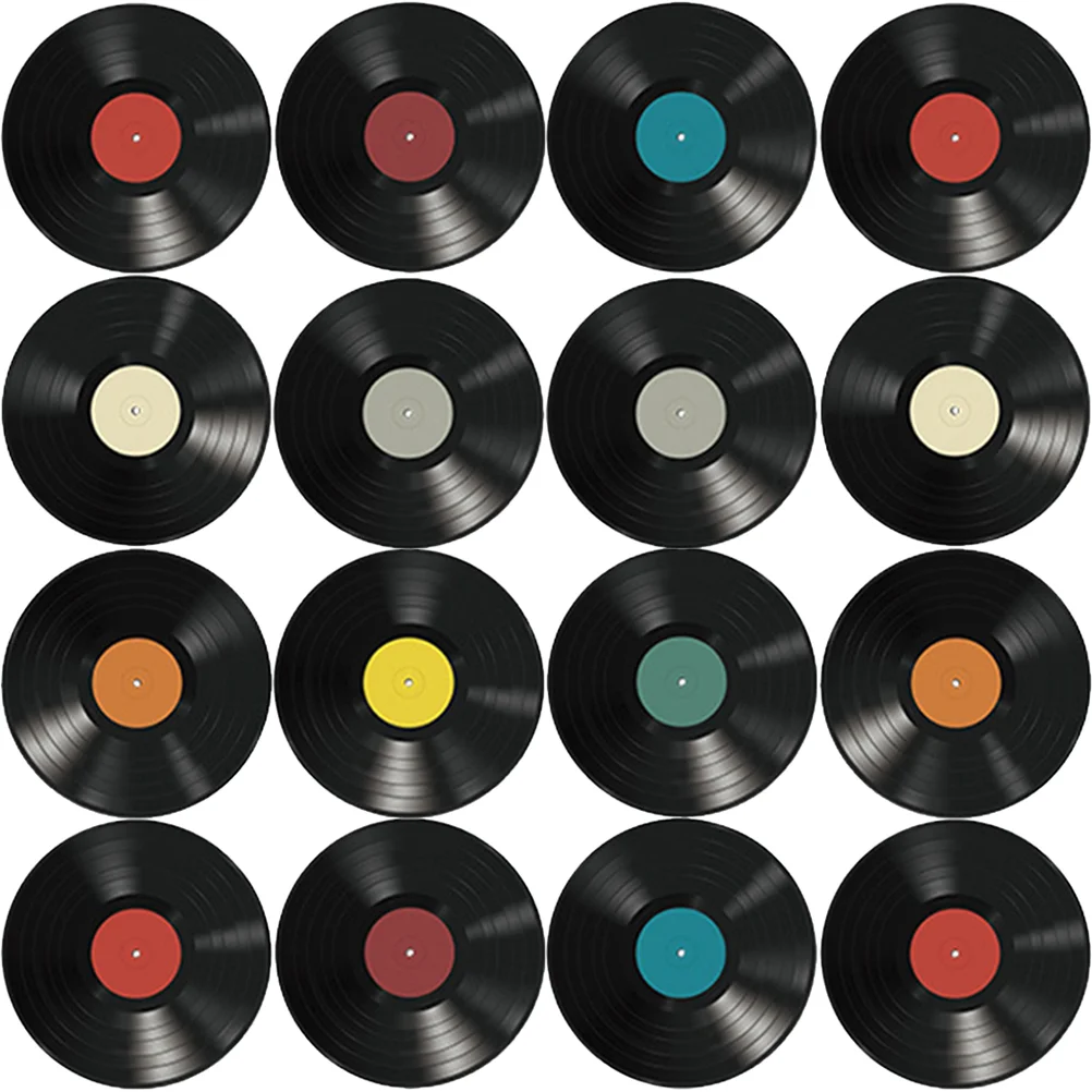 

16 Pcs Vinyl Record Decoration Interior Adornments Disco Party Sticker Records Retro Wall Pvc Ornaments Fake