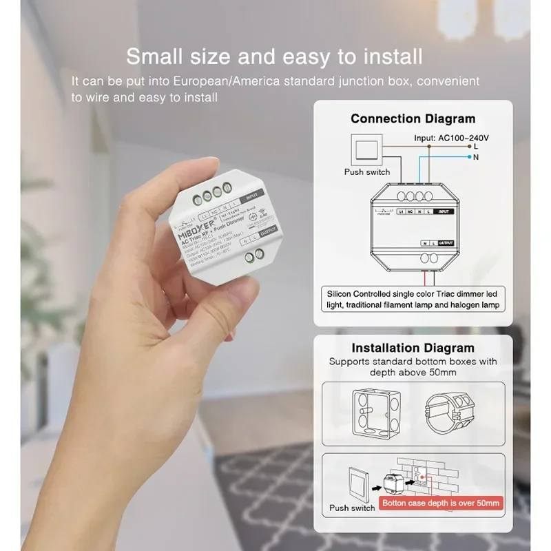 Miboxer 110-240 В 2 4G AC Triiac RF Push Dimmer TRI-C1 K1 K1B Вращающаяся панель переключателей Пульт
