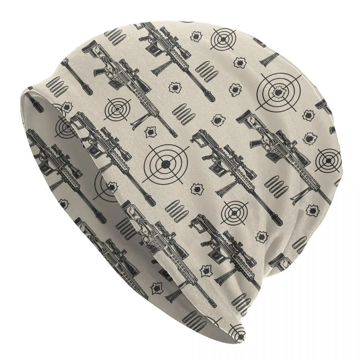 

Gun Sniper Weapons Monochrome Bonnet Hat Hip Hop Skullies Beanies Hat Assault Rifle for Men Women Knit Hat Summer Head Wrap Caps