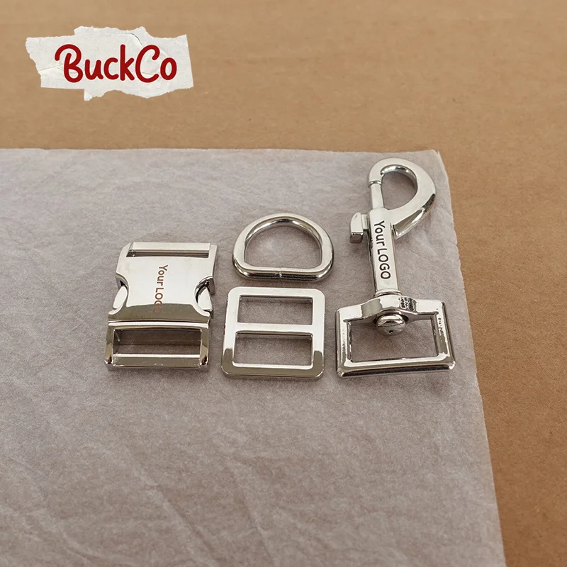 Гравировка (металлическая пряжка + Тройная крышка + D-кольцо + металлическая застежка для собаки/набор) Розничная продажа Серебряный 20 мм комплект DIY собачий ошейник поводок ремни Сделай Сам детали