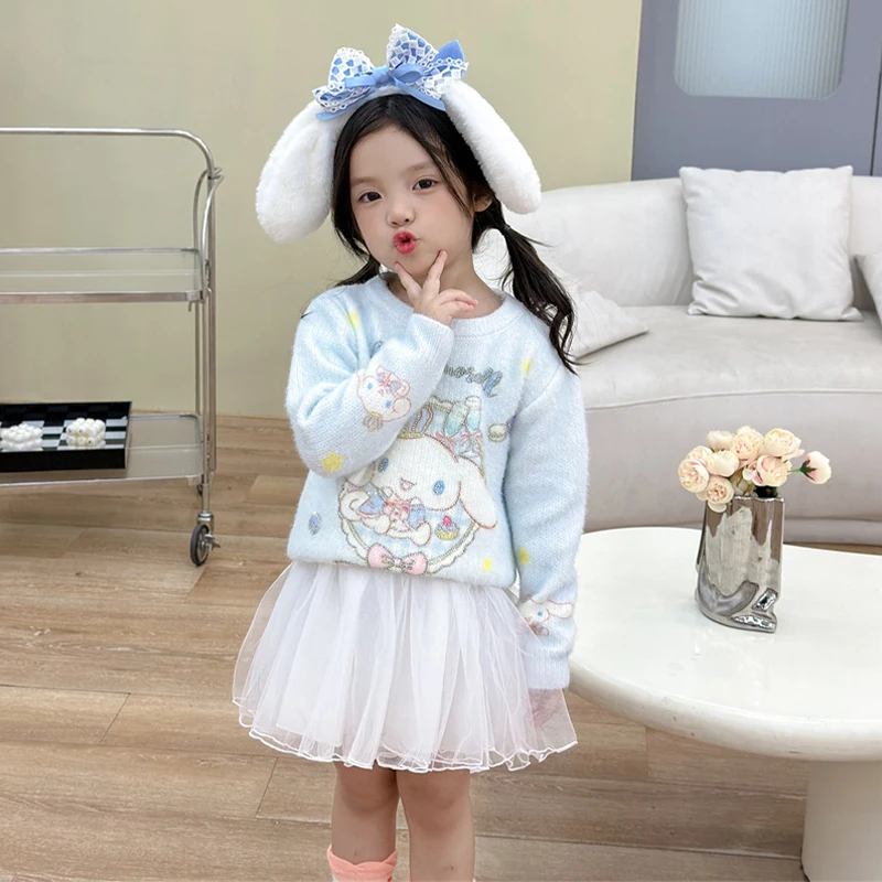 

Sanrio Children Cinnamoroll Sweater Anime Figure Autumn Winter Jacket Shirt Leisure Kids Girl Cartoon Sweet Kawaii Hot New Style