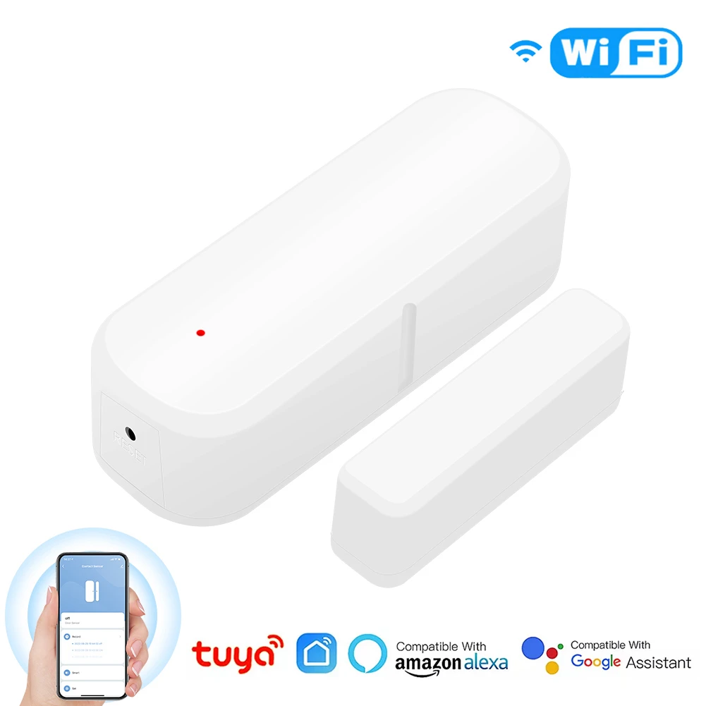 

Tuya умный дом Wi-Fi дверной датчик оконные двери детекторы открытия/закрытия охранная сигнализация Smart Life Voice для Alexa Google