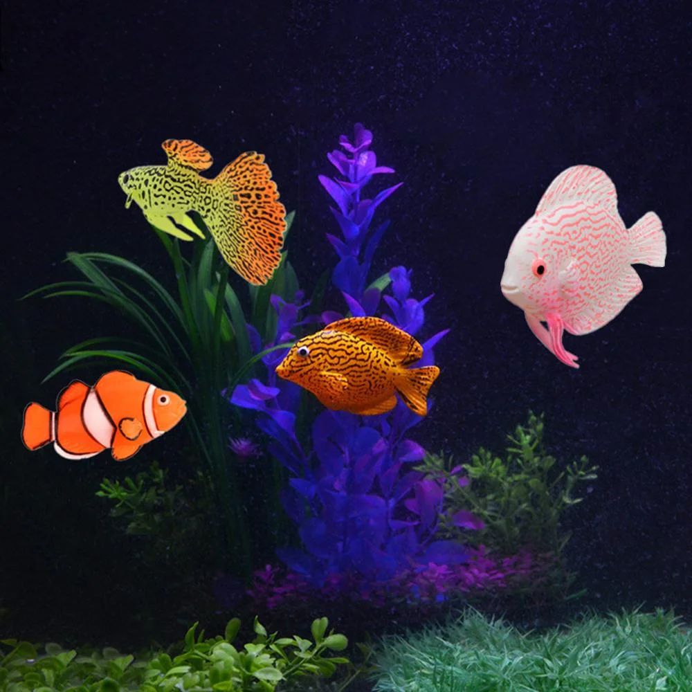 Glow In The Dark Artificial Aquarium Goldfish Ornament Fish Tank Jellyfish Tropical Fish Tank Landscaping Fake Decorations