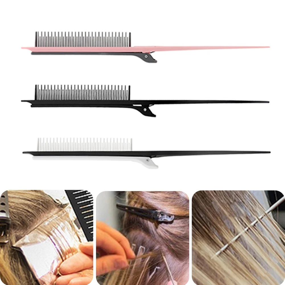 

Point-tail Hairdressing Comb Anti-Static Plastic Hair Dyeing Comb with Clip Hair Coloring Highlight Brush Hair Salon Style Tools
