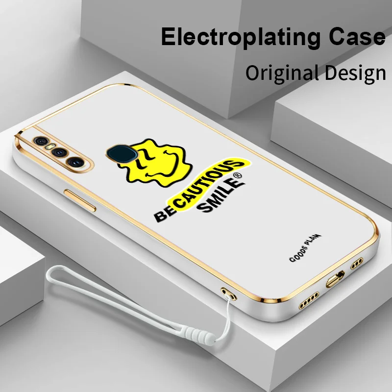 

English Smiley Face Cover Case for vivo S1 Y7S Z1x Y9S Z1 Pro S1 Prime Z5X S15E V17 Russia T1 Snapdragon 778G iQOO Neo Camera