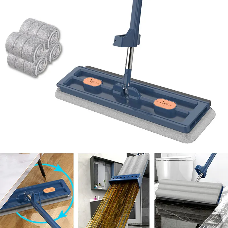 

Super Large Flat Mop Without Hand Washing Wet And Dry Dual Use Microfiber Floor Squeeze Mop For Home Cleaning Floors Tilestools
