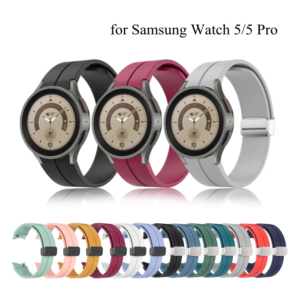 

Ремешок силиконовый для Samsung Watch 5/5 pro/4/4 classic, магнитный браслет для смарт-часов, 44 мм 40 мм 46 мм 42 мм 45 мм