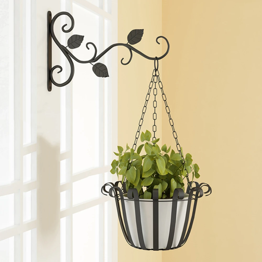 

Shelf Vintage Iron Art Wall Flower Stand Decoration Holder Europe Wall-Mounted Hanging Basket Bracket Simple Hook Flower Pot Flo