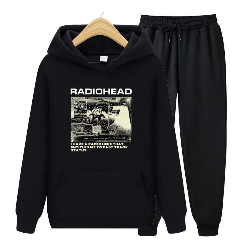 

Autumn Winter Hoodies+Pants Two Piece Set Printing Men Womens Hoodies Tracksuits Jogger Pants thick Warm Clothes Men
