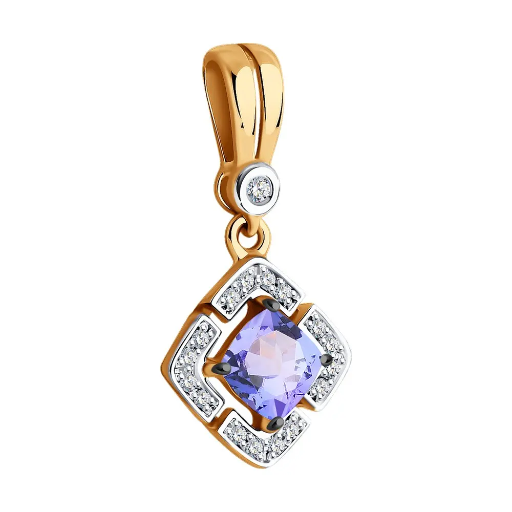 Подвеска SOKOLOV Diamonds из золота с бриллиантами и танзанитом Золото 585 Оригинальная