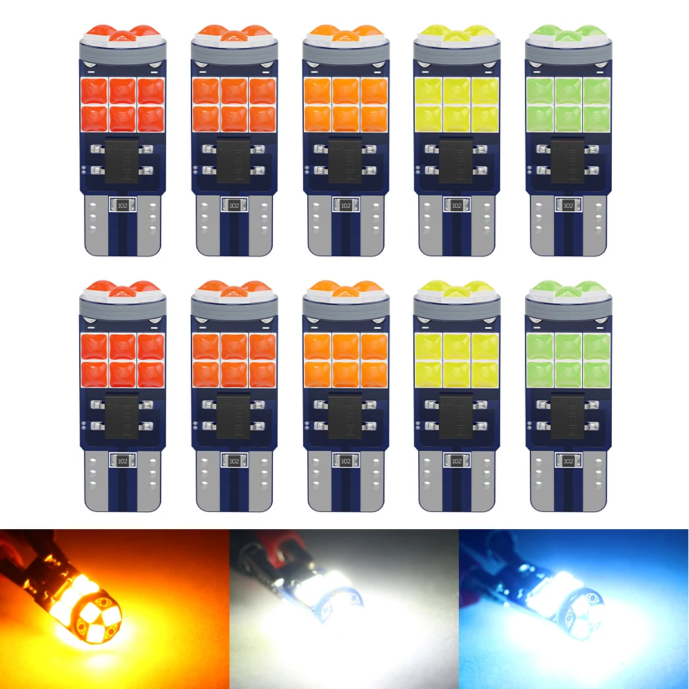 

10Pcs Super Bright 3030 SMD T10 LED W5W Car Dome Light Auto Clearance Reading Lamp 12V Vehicle Door Bulb Accessories White 6000K
