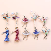 enamel ballerina girl brooch dancer crystal clothes accessories ladies cute pin jewelry high quality corsage fashion wedding