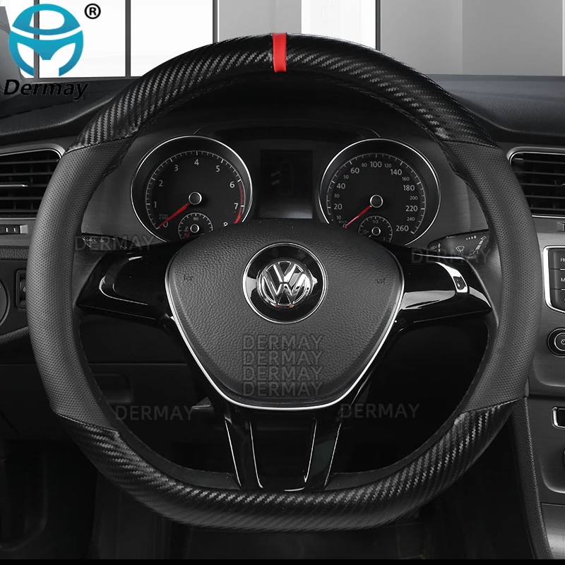 

D Shape O shape Car Steering Wheel Cover Non-slip PU Leather for POLO GOLF 7 Scirocco Suzuki Swift Nissan Rogue High Quality