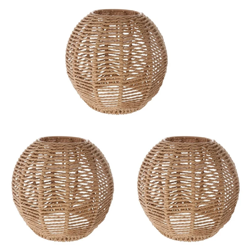 

Promotion! 3X Home Lighting Rattan Lamp Cover Handmade Woven Chandelier Retro Lampshade Homestay Lampshade Decorative Chandelier