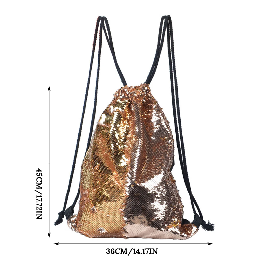 

Mermaid Sequin Bag Creative Sports Bag Drawstring Backpack Outdoor Backpack