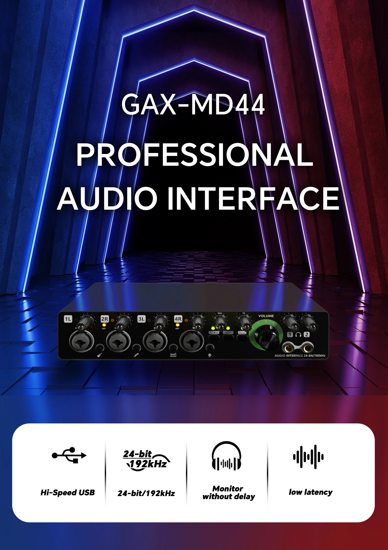 MD44 Профессиональная 4-канальная студийная аудио звуковая карта 4 в 2 новейшее для