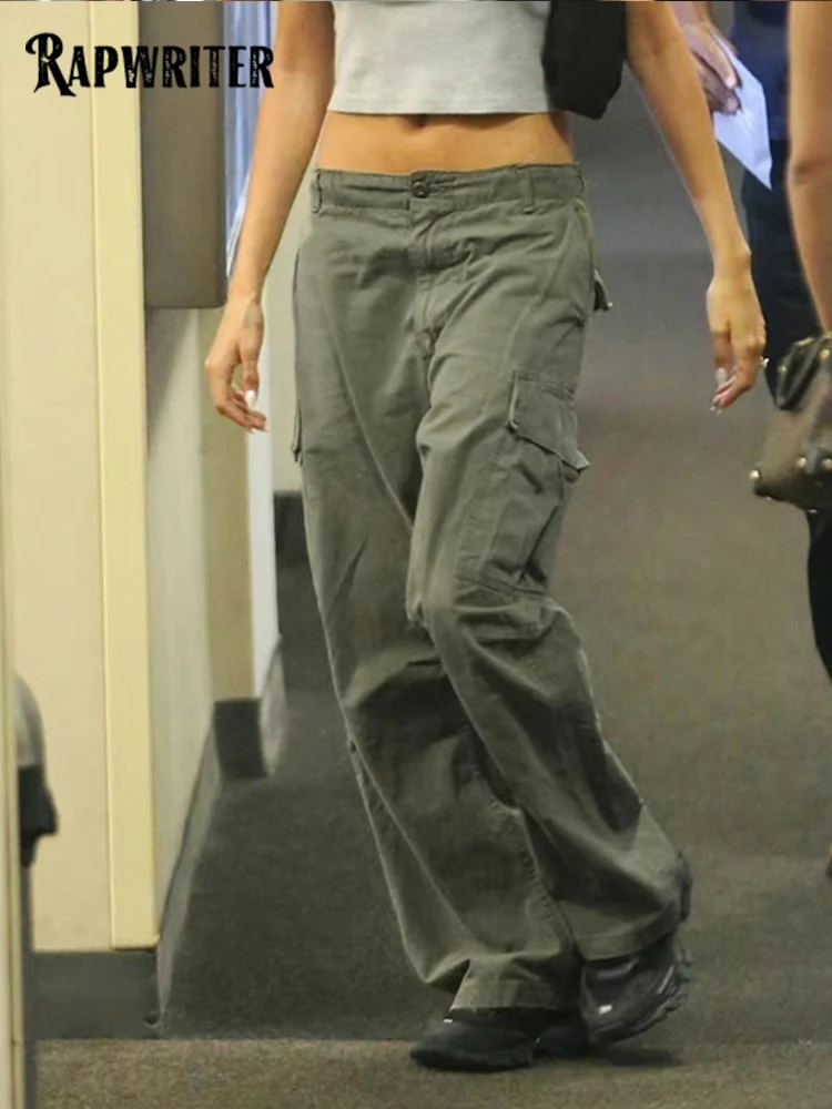 

Брюки-карго Rapwriter y2k спортивные с заниженной талией, повседневные свободные спортивные штаны в винтажном стиле, уличная одежда