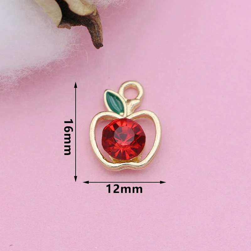 6 шт. Позолоченные Красные кристаллы яблоко Подвески для изготовления ювелирных