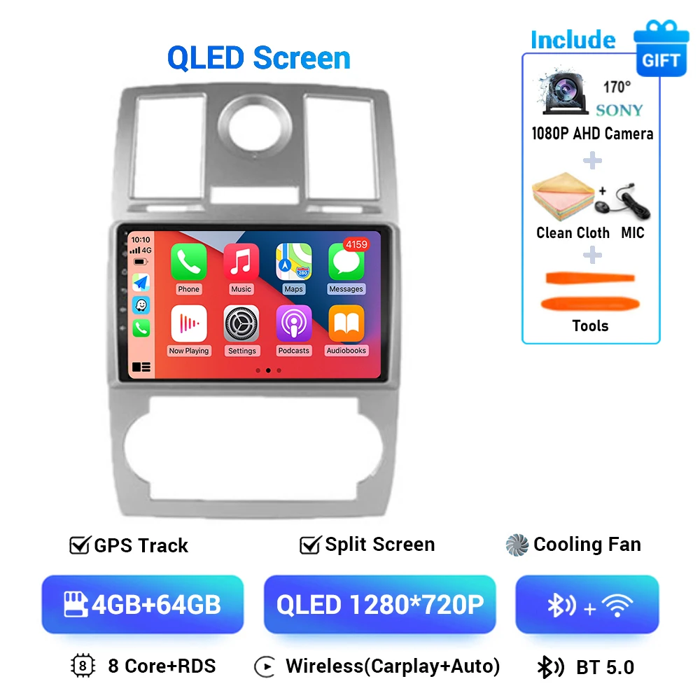 

Android 15 Auto CarPlay стерео для Chrysler 300C 2004 2005 2006 2007 2008 Aspen автомобильный радиоприемник мультимедийные плееры GPS 360 камера QLED