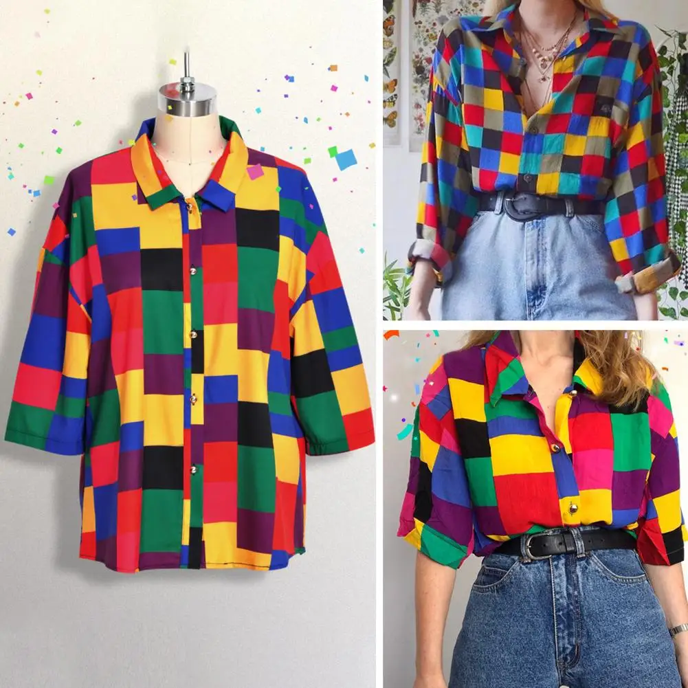 

Amazing Retro Shirt Long Sleeves Versatile Classic Plaid Print Retro Casual Shirt Shirt Top Casual Shirt