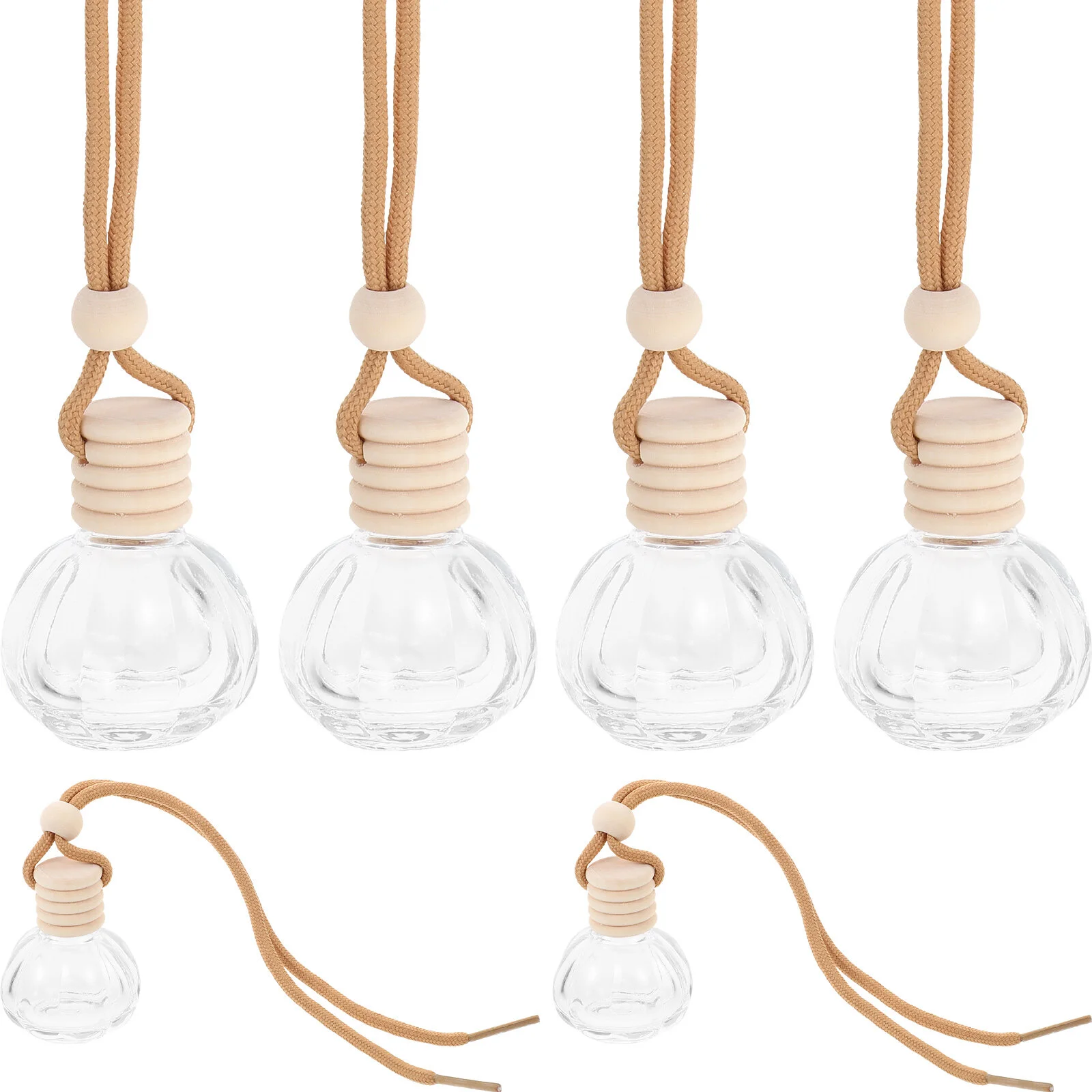 

6 Pcs Astetic Room Decor Shoelace Rope Transparent Car Empty Fragrance Bottle Aromatherapy Oil Car Perfume Wood Delicate