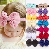 soft elastic hair bandage tie band ribbon bow turban children newborn kid headwear baby girl accessories bowknot pure color