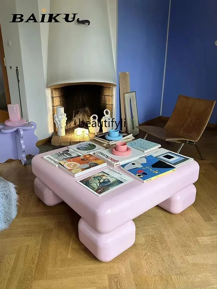 xxqСкандинавский квадратный розовый журнальный столик для гостиной B &amp