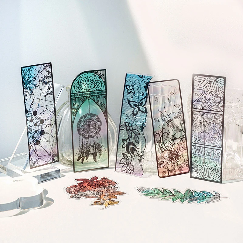 

6 Pcs/Pack Of Clear And Pure Window Design Bookmark Page Tag Ins Lace Hand Account Material Decorative Stickers