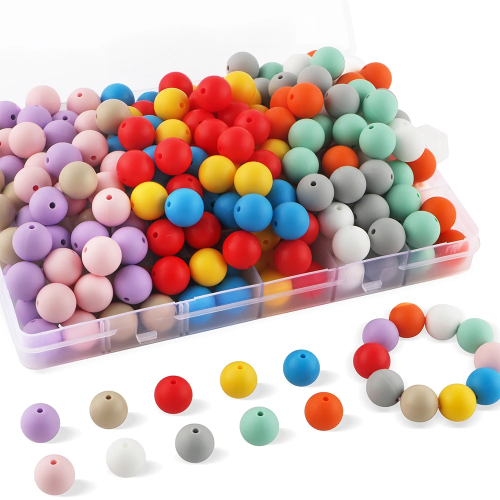 9mm 12mm 15mm Silicone Round Beads Loose Spacer Beads For Jewelry Making DIY Necklaces Bracelets Pacifier Chain Accessories