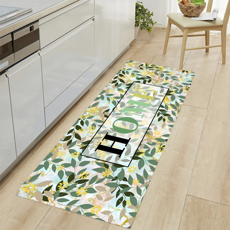 

Leaves Design Home Decor Kitchen Rug Soft Non-slip Floor Mats Runner Rugs for Laundry Room, Bedroom and Bathroom