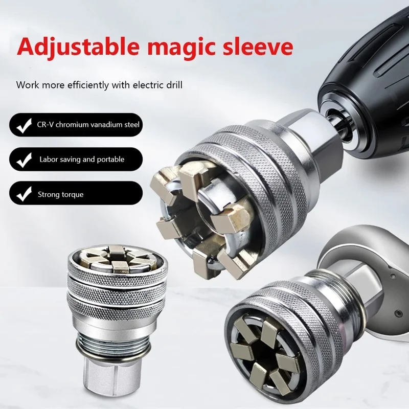 

Electric Drill Magic Sleeve Converter Adjust 10mm To19mm with Ratchet Wrench Universal Electric Wrench Sleeve Converter Dropship