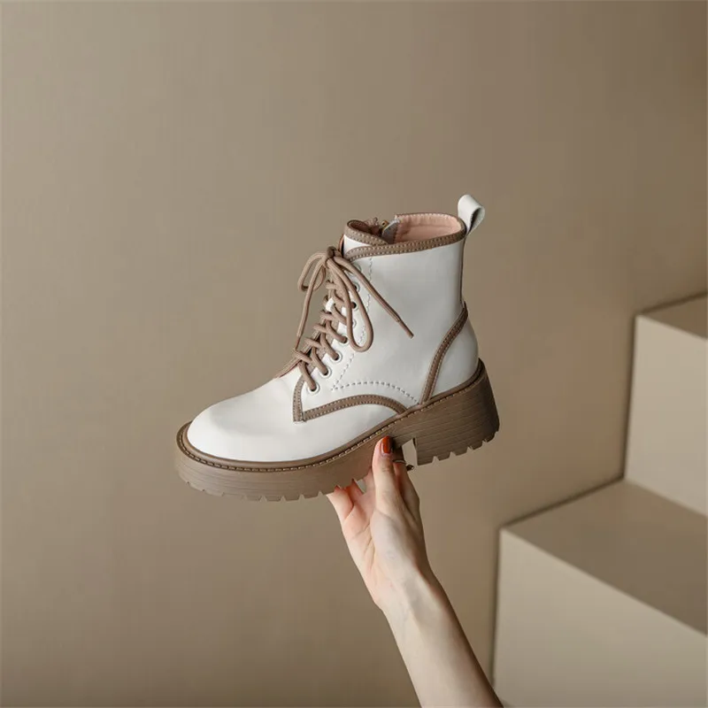 

Autumn Women Boots Round Toe Side Zipper Women Shoes Chunky Heels Shoes for Women Mixed Color Short Boots Platform High Heels
