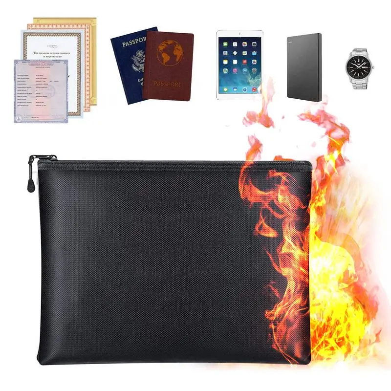 

Waterproof Fireproof Bag 2000F Fire Resistant Zipper Closure Fire Proof Bag Envelopes Document Holder Organizer Safe Pouch
