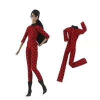 fashion red black long sleeve dotted polka jumpsuit 16 bjd doll clothes for barbie accessories outfits 11 5 dollhouse kids toy