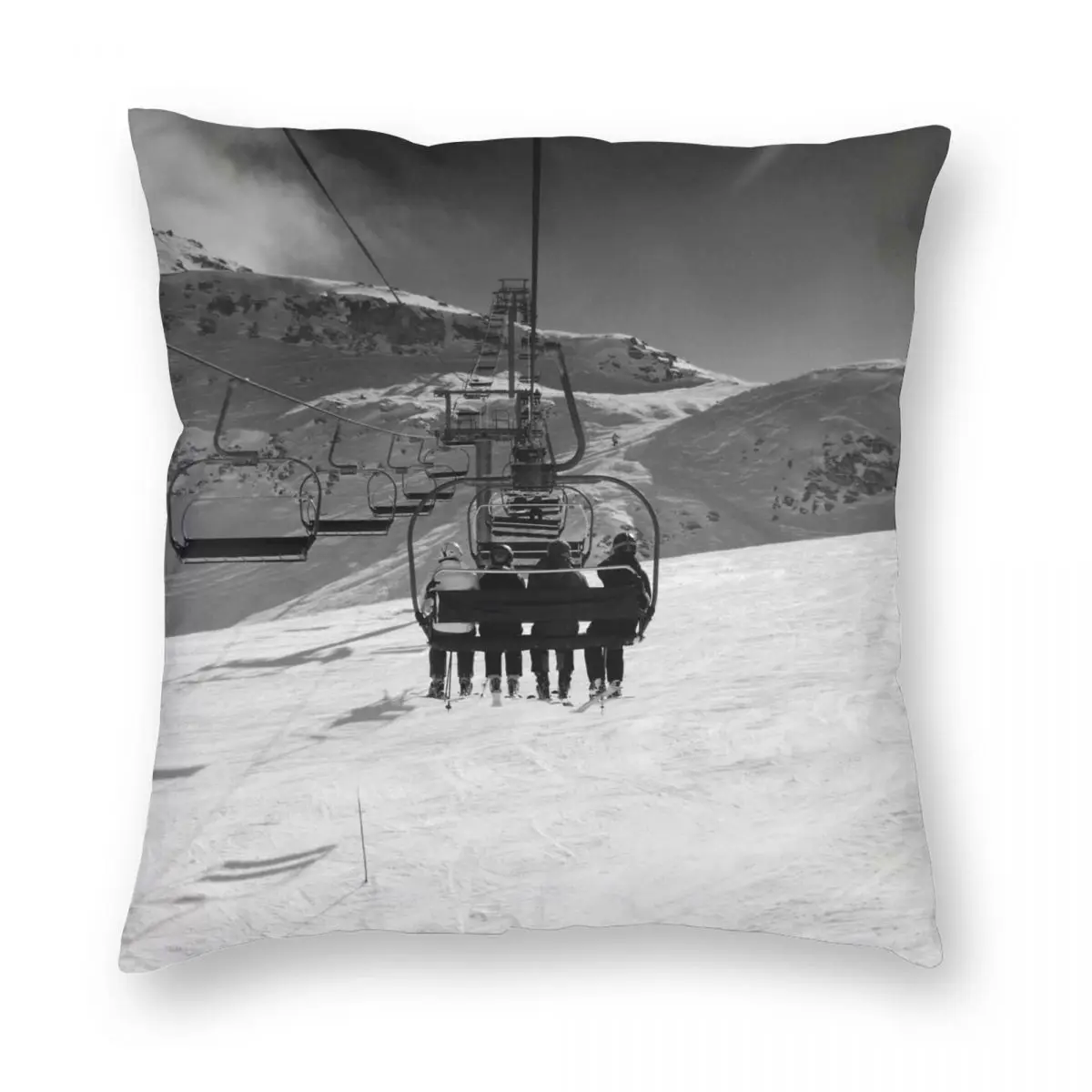 

Односторонняя квадратная подушка для лыж и путешествий, чехол из полиэстера и льна, бархатная Декоративная Подушка на молнии с принтом, чех...