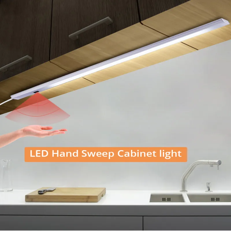 12V Smart LED Kitchen Light Hand Sweep Sensor Lamp High Brightness Backlight for Cabinet Wardrobes Drawer LED Bar 30/40/50 cm