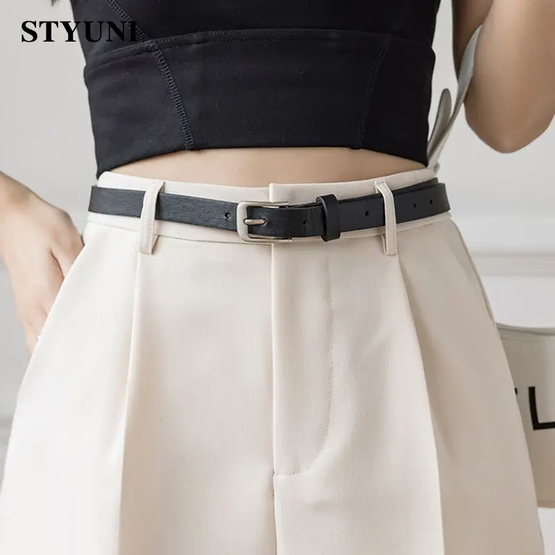 Костюм прямой женский с высокой талией и поясом модные повседневные однотонные