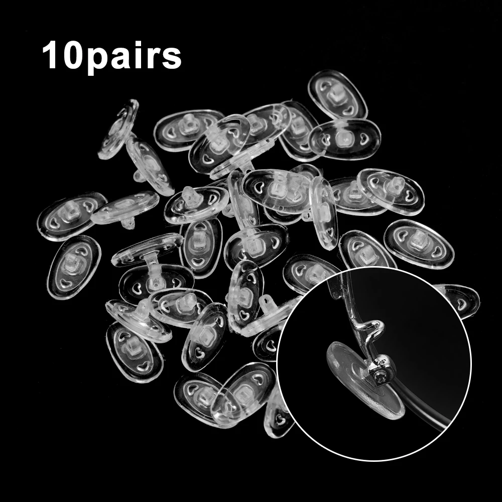 

10 Pairs Screw In Pair Of Soft Silicone Nose Pads For Glasses Spectacles Non Slip 13mm